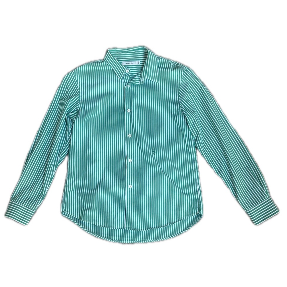 Sporty & Rich Awning Striped Charlie shirt in green and white